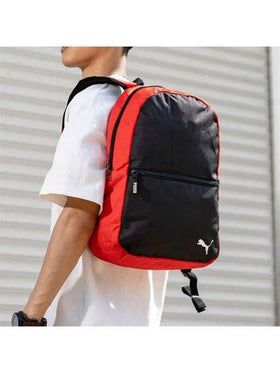 حقيبة ظهر PUMA Sporty Convenience Casual Fabric Backpack للرجال، مقاس متوسط، أسود وأحمر
