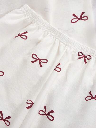 SHEIN Vintaside Kids مجموعة بنطلون وكارديجان بأكمام طويلة مطبوعة بالفراشات للبنات، ملابس منزلية مريحة وكاجوال، 2 قطعة