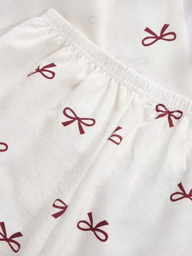 SHEIN Vintaside Kids مجموعة بنطلون وكارديجان بأكمام طويلة مطبوعة بالفراشات للبنات، ملابس منزلية مريحة وكاجوال، 2 قطعة