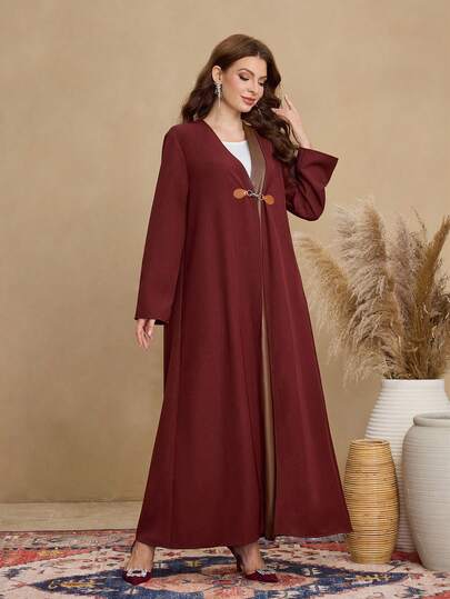 Al Najma رمضان عباءة نسائية فضفاضة طويلة بتصميم كتل اللون الرجعي، مناسبة للتنقل اليومي
