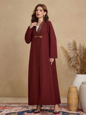 Al Najma رمضان عباءة نسائية فضفاضة طويلة بتصميم كتل اللون الرجعي، مناسبة للتنقل اليومي