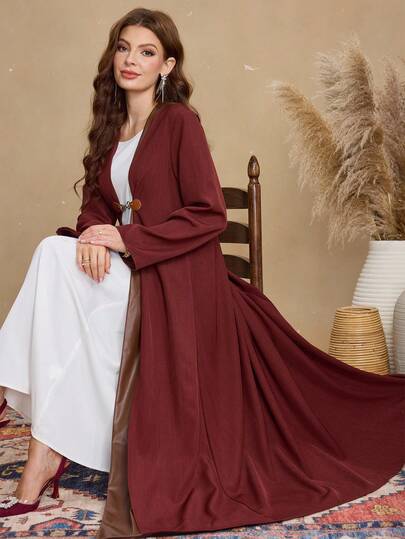 Al Najma رمضان عباءة نسائية فضفاضة طويلة بتصميم كتل اللون الرجعي، مناسبة للتنقل اليومي
