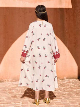 SHEIN رمضان فستان فضفاض بأكمام طويلة وياقة على شكل حرف V مع طباعة زهرية للفتيات المراهقات