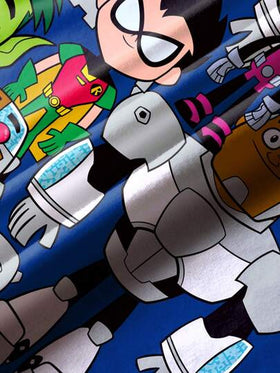 Teen Titans Go X SHEIN تي شيرت كم قصير بطباعة الرسوم المتحركة للأولاد الصغار