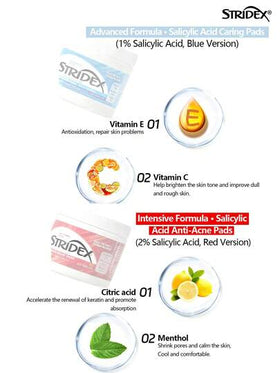 Stridex 55 قطعة من وسادات القطن المنظفة بحمض السالسيليك، تقشير لطيف، مسيطر على الزيوت، مكبر للمسام، تنظيف، تصغير المسام وتفتيح البشرة