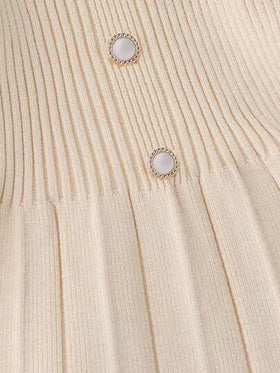 SHEIN فستان محبوك بياقة عالية وأكمام طويلة وذيل مطوي، للفتيات الصغيرات، للخريف/الشتاء