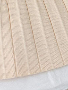 SHEIN فستان محبوك بياقة عالية وأكمام طويلة وذيل مطوي، للفتيات الصغيرات، للخريف/الشتاء