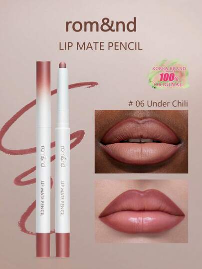 Rom&nd قلم رصاص شفاه رومان LIP MATE PENCIL 06 تحت الفلفل الحار، حافة ضبابية ريشية، تقنية نواة هوائية تنفس، اندماج محيط الشفاه، ظل بني دافئ ضبابي، رمادي بارد وردي شفاف، كراميل كستناء ذائب، طقم نحت الشفاه بحجم الجيب، همس الشفاه بدون مكياج، جمال كوري، مستحضر