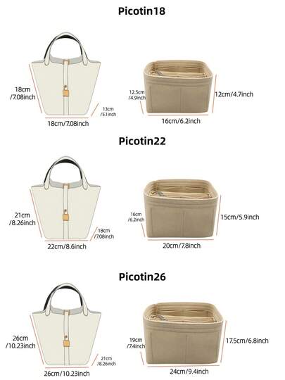 حقيبتان بطانة من الشعر الفلتي، أكياس تخزين متعددة الجيوب مناسبة لحقائب التسوق والحقائب الدلو والحقائب اليدوية والمحافظ وما إلى ذلك.