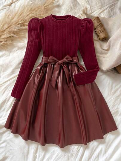 SHEIN فستان بياقة طاقم وأكمام طويلة من الأريب المنسوج بتصميم زهري على الهيم، لطيف وأنثوي، للخريف قطعة واحدة