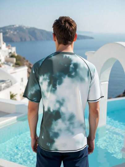 Manfinity Swimmode بدلة سباحة رجالية مطبوعة بطباعة التعتيق