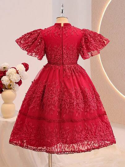 SHEIN رمضان فستان أنيق من الدانتيل لحفلة عيد ميلاد الأميرة للبنات المراهقات