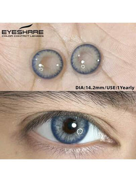 EYESHARE عدسات لاصقة طبيعية اللون رمادية 1 زوج/2 قطعة، عدسات ناعمة ومريحة عالية الجودة لحفلات الزفاف وعيد الحب، للاستخدام السنوي، قطر 14.2 مم، مناسبة للسفر