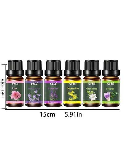 مجموعة زيوت عطرية أساسية - 6 عطور طبيعية (خزامى، وورد) زيوت العلاج بالروائح للاسترخاء المنزلي والسبا