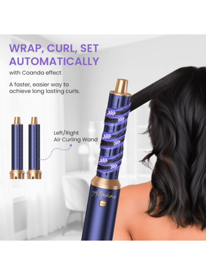 ATOPSKINS آلة تجعيد الشعر الأوتوماتيكية - محرك بدون فرشاة | درجة صالون للتجعيد/التمليس | طقم هدايا عيد الميلاد والسنة الجديدة، ضروريات السفر، مناسبة لجميع أنواع الشعر (أخضر/أزرق)