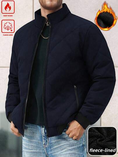 Manfinity Homme معطف من الفليس أنيق وعملي للشتاء للرجال