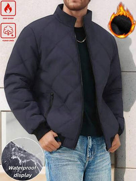 Manfinity Homme معطف فليس أنيق وعملي للرجال في الشتاء، معطف شتوي للرجال، جاكيت قصيرة للرجال، جاكيت مبطنة بالحرارة للرجال، ملابس خارجية للرجال