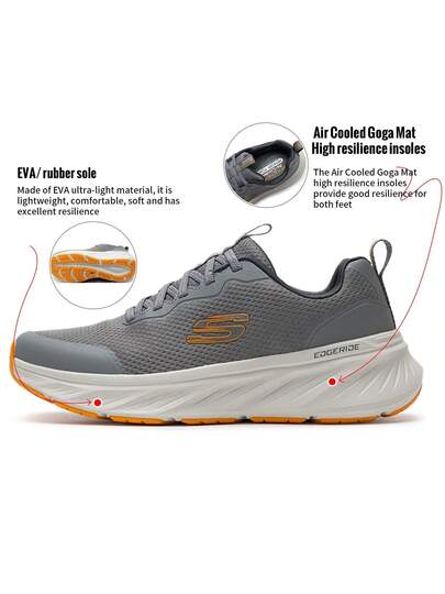 Skechers أحذية الجري للرجال، أحذية رياضية خفيفة الوزن للاستخدام اليومي مع نظام ربط بالأربطة، بنعل داخلي من رغوة الذاكرة المبردة بالهواء، أحذية رياضية تنفس وراحة للأنشطة الترفيهية، 232835-GYOR