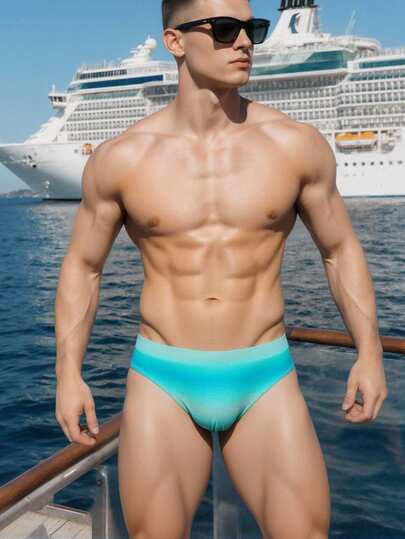 Manfinity Swimmode شورتات سباحة صيفية كاجوال للرجال، قابلة للتنفس، بألوان متباينة