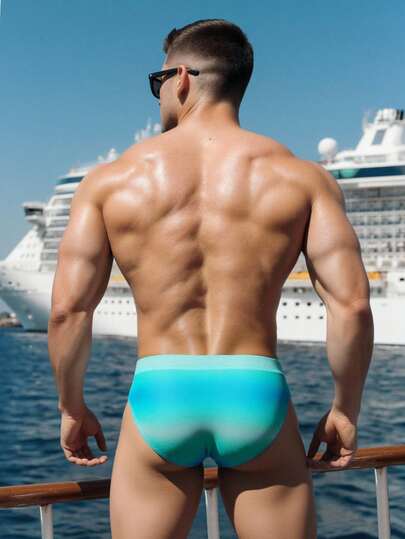 Manfinity Swimmode شورتات سباحة صيفية كاجوال للرجال، قابلة للتنفس، بألوان متباينة