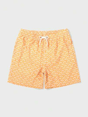 Manfinity Swimmode شورت شاطئ للرجال مطبوع بالكامل مع خصر رباط وجيب مائل، مناسب للصيف