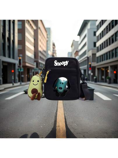 SNOOPY حقيبة كروس بودي كانفاس 4 ألوان بطبعة سنوبي، مناسبة للمراهقين والطلاب، حقيبة كتف بطبعة أنمي عالية الجودة، هدية عيد الميلاد/العطلات/عيد الحب، لوازم العودة إلى المدرسة (مع إكسسوارات الدمية)، عيد الحب