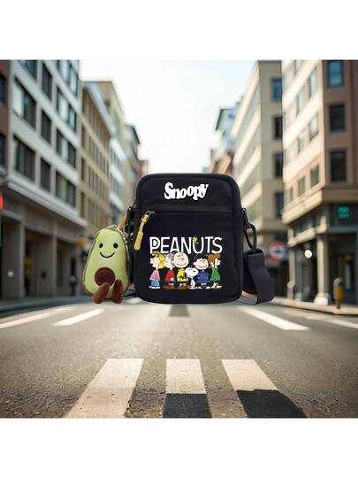 SNOOPY حقيبة كروس بودي كانفاس 4 ألوان بطبعة سنوبي، مناسبة للمراهقين والطلاب، حقيبة كتف بطبعة أنمي عالية الجودة، هدية عيد الميلاد/العطلات/عيد الحب، لوازم العودة إلى المدرسة (مع إكسسوارات الدمية)، عيد الحب