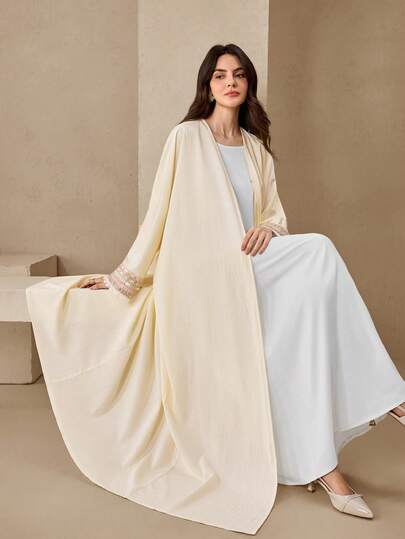 Graceveil رمضان عباءة أنيقة للنساء بأكمام طويلة وتصميم من الدانتيل والحزام