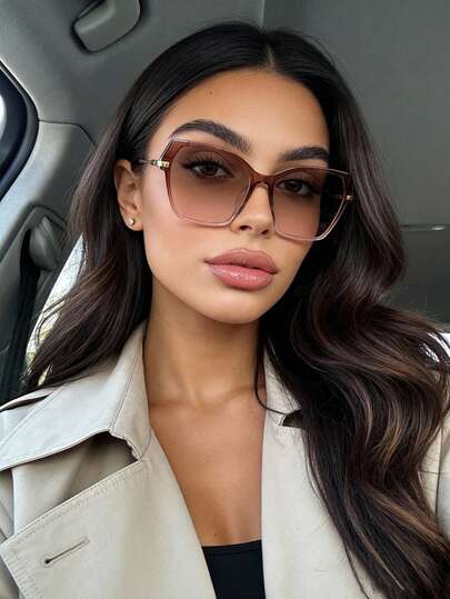 زوج نظارات أنيقة بإطار كبير على شكل عين القطة بطراز رجعي، نظارات متعددة الوظائف مناسبة للاستخدام اليومي والسفر، خيار إكسسوار مثالي للسيدات.