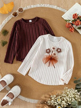 SHEIN قميص تي شيرت بأكمام طويلة وياقة دائرية بلون أحادي فضفاض وعادي للفتيات، مريح وأنيق، مناسب للسفر والربيع/الخريف
