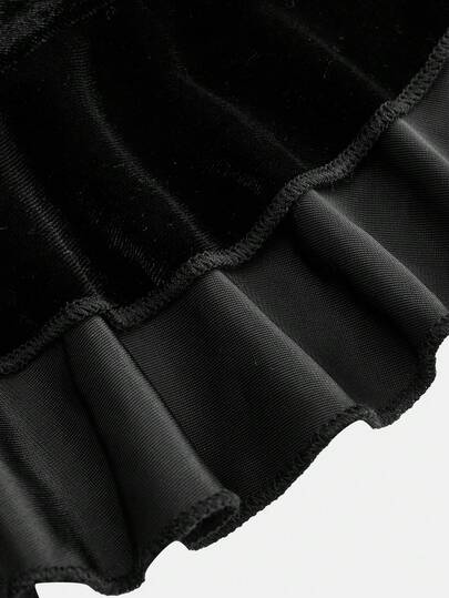 SHEIN فستان ماكسي طويل من الأقمشة المحبوكة ذو لون أحادي، بياقة دائرية وأكمام طويلة وحاشية كشكشة غير منتظمة الذيل، مناسب للحفلات والمنزل والخروج والمدرسة والتجمعات، مناسب للفتيات المراهقات