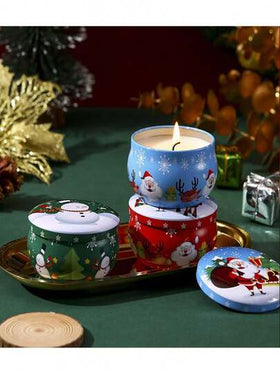 شمعة معطرة بموضوع عيد الميلاد في وعاء، عطر جو الأعياد الديكوري، هدية إبداعية لديكور المنزل وزينة عيد الميلاد، ديكور الغرفة، هدايا عيد الميلاد