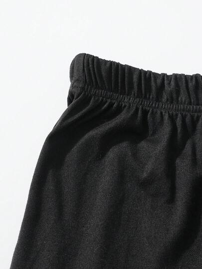 SHEIN Vacaura مجموعة ملابس علوية وشورت قصير الأكمام بياقة طاقم للمراهقين الكاجوال، صيفي
