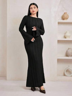 Veilorie فستان أنيق متواضع بأكمام واسعة من الجاكار للنساء