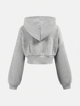 SHEIN بنطلون رياضي مريح للبنات المراهقات بلون أحادي مع قلنسوة، طقم ملابس رياضية فضفاضة للحفلات والشارع