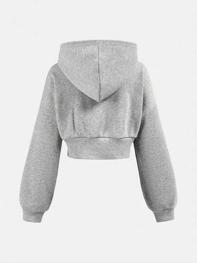 SHEIN بنطلون رياضي مريح للبنات المراهقات بلون أحادي مع قلنسوة، طقم ملابس رياضية فضفاضة للحفلات والشارع