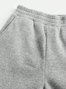 SHEIN بنطلون رياضي مريح للبنات المراهقات بلون أحادي مع قلنسوة، طقم ملابس رياضية فضفاضة للحفلات والشارع