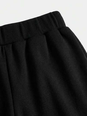 SHEIN بنطلون فتيات المراهقات ذو الخصر المنخفض واسع الساق باللون الأحادي