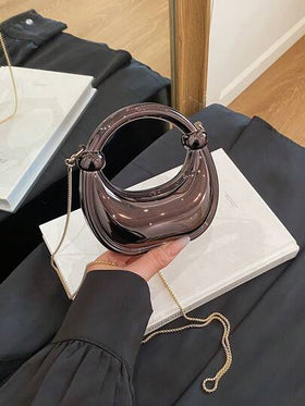 حقيبة يد صغيرة جديدة من الأكريليك، حقيبة كلاتش موضة، حقيبة مسائية بشكل هلال القمر مع حزام قابل للفصل