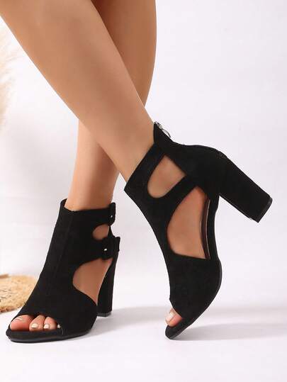 صنادل نسائية ذات كعب عالي مفتوحة الأصابع بتصميم متقاطع، صنادل نسائية ذات كعب عالي مريحة بسيطة مع حزام، أحذية ذات تصميم مفتوح أنيق وكعب سميك، مناسبة للحفلات والمناسبات والذهاب إلى العمل والمدرسة والصيف، أحذية نسائية