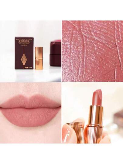 Charlotte Tilbury أحمر شفاه ماتي "Pillow Talk"، وردي فاتح، أحمر شفاه ميني، وردي فاتح، أحمر شفاه محمول، مجموعة أحمر شفاه، حجم السفر، 1.1 جرام/0.038 أونصة