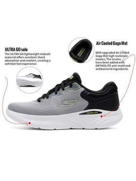 Skechers أحذية الجري الخفيفة للرجال GO RUN LITE، أحذية تدريب منخفضة القمة للتنقل اليومي والارتداء اليومي والسفر الخارجي، 220898-GYBK