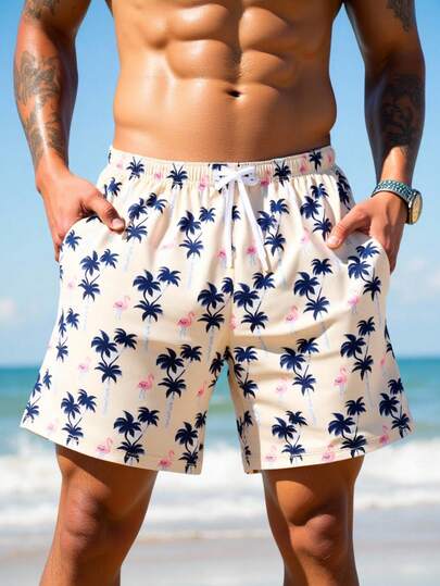 Manfinity Swimmode شورتات شاطئ كاجوال ملونة للرجال