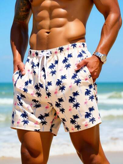 Manfinity Swimmode شورتات شاطئ كاجوال ملونة للرجال