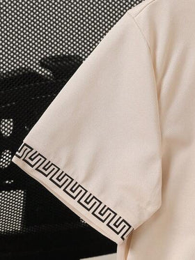 SHEIN Vacaura قميص بولو بطبعة الحصان مناسب للأولاد المراهقين، ربع زر، مناسب للارتداء اليومي والتنقل
