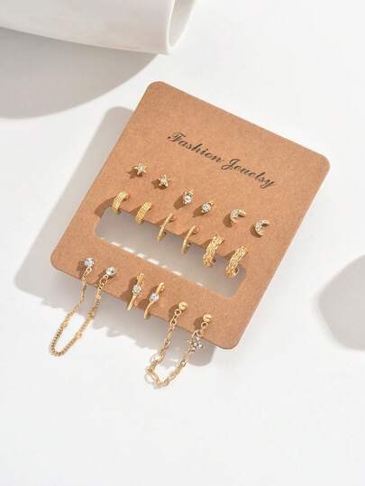 8 أزواج من أقراط الأذن ذات الدبابيس المصنوعة من سبيكة الزنك والزركونيا، بطراز أوروبي وأمريكي، أقراط صغيرة مناسبة للاستخدام اليومي