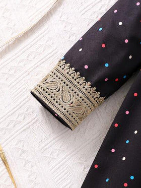 SHEIN فستان فضفاض للفتاة الصغيرة مزين بالدانتيل والترتر والنقاط الملونة، مناسب للربيع والخريف