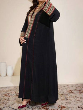 Al Najma رمضان عباية أنيقة طويلة الأكمام مزينة بشريط للنساء ذوات الحجم الكبير