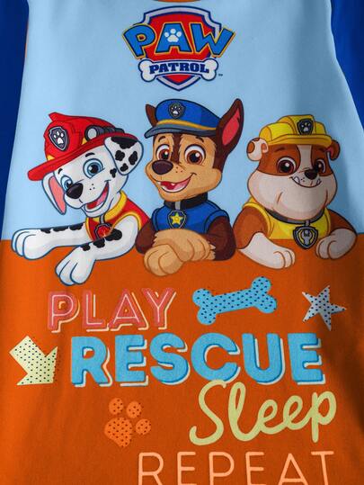 SHEIN | PAW Patrol بدلة بيجاما بتصميم طباعة كلب كرتوني للأولاد، ملابس علوية بأكمام طويلة وبنطال ملائم، مناسبة للخريف والشتاء