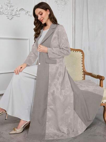Al Najma عبايات رمضان كارديجان طويل نسائي أنيق بتصميم جاكار بسيط